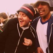 Jason Golaup and Stephen Watt at a Stone Roses gig in 2013