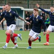 Gregg Wylde, pictured leading the celebrations after scoring the only goal in the win at Annan in October, is one of the players to have seized their chance after starting the season on the fringes of the Dumbarton starting XI