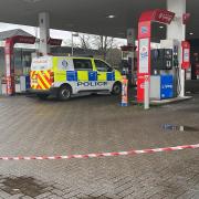 Petrol station locked down by cops