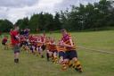 Players put all their effort into the ever-popular tug-of-war