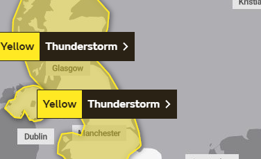 Dumbarton Weather: Yellow warning for thunderstorms and flooding
