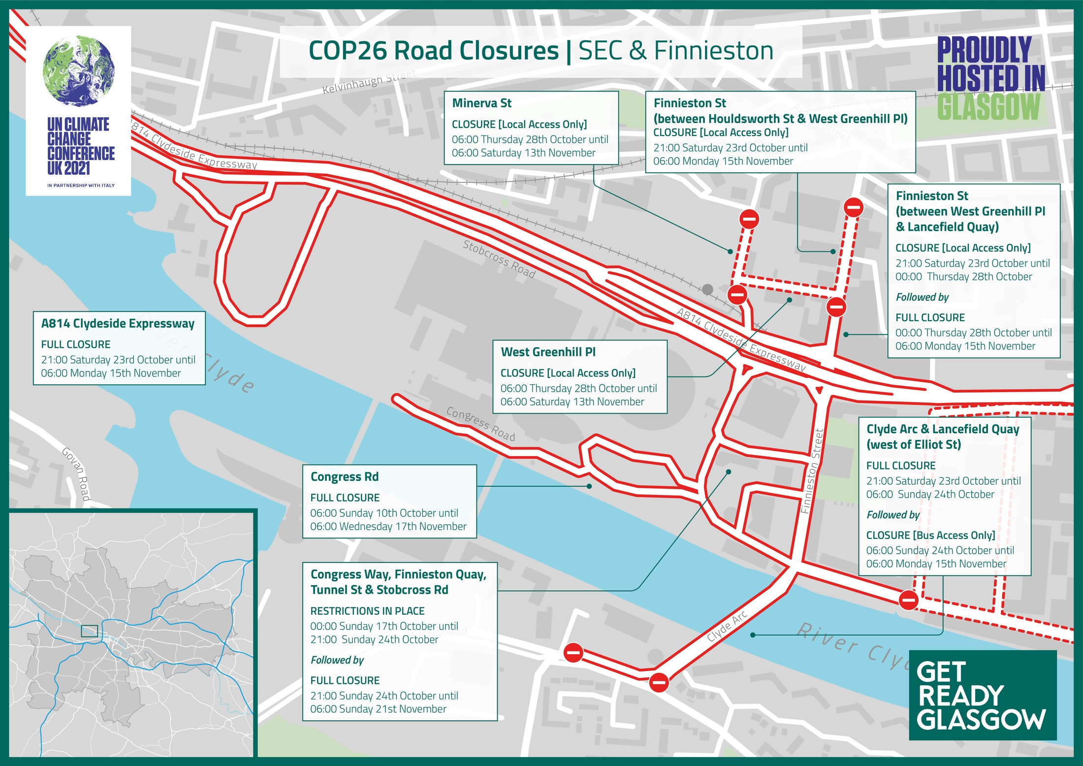 COP26 Glasgow road closures in full as more major routes closed from today