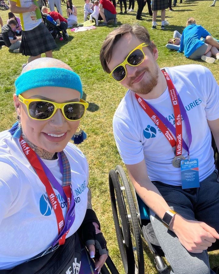 Michelle Moffatt, whose four gym sessions a week have helped get her physical and mental health back on track after being seriously hurt at work in 2019, completed the Kiltwalk with personal trainer Fred Hunt-Smith in aid of the Spinal Injuries Scotland