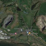 Dumbuckhill Quarry, left, bounds Milton to the west with Sheephill Quarry to the east (Image - Google Maps)
