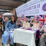 Cllr Michelle McGinty visited residents at Crosslet House and enjoyed a Royal-themed garden party
