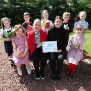 Pupils celebrated receiving the award with Councillor Clare Steel