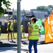 A RMT picket line during the rail strikes (PA)