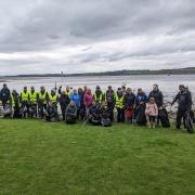 The group teamed up to tackle the litter in Dumbarton